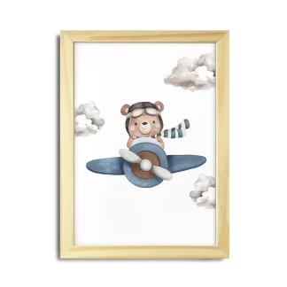 Quadro decorativo infantil ursinho aviador SKU: 6185g5
