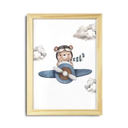 Quadro decorativo infantil ursinho aviador SKU: 6185g5