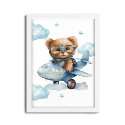 Quadro decorativo infantil ursinho aviador SKU: 6186g3